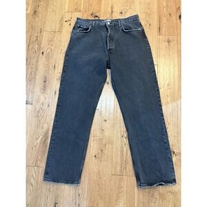 Women's Agolde High Rise Button Fly Black Jeans 31 Wide Straight